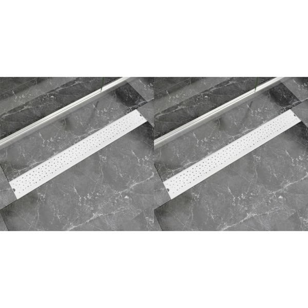 vidaXL Avlång golvbrunn 2 st bubblor rostfritt stål 930x140 mm