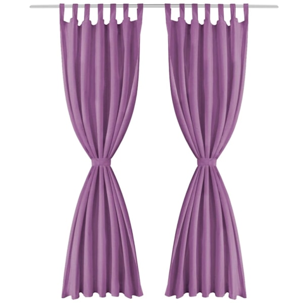 vidaXL Gardiner i microsatin 2 st med öglor 140x225 cm lila Lila