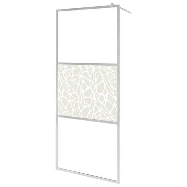 vidaXL Duschvägg med ESG-glas stendesign 90x195 cm Silver