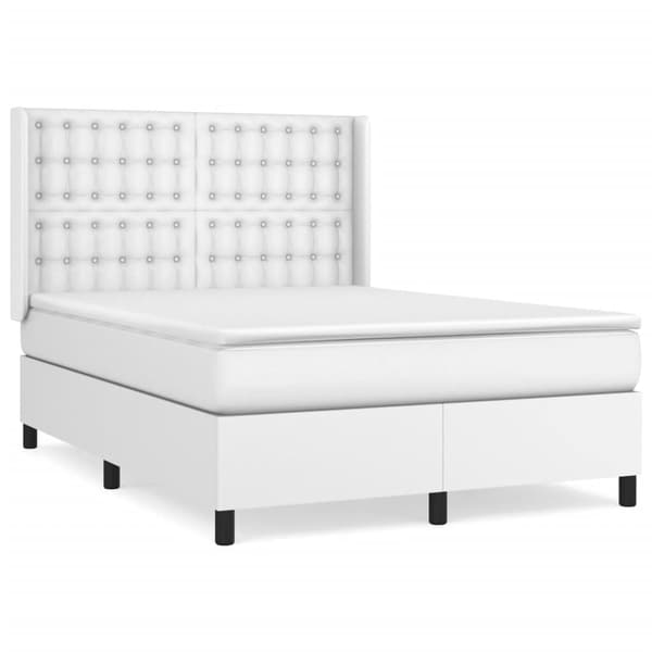 vidaXL Ramsäng med madrass vit 140x200 cm konstläder Vit