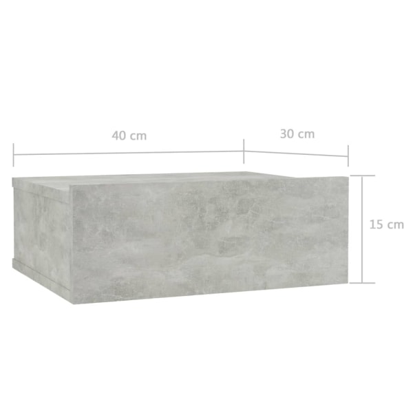 vidaXL Svävande sängbord 2 st betonggrå 40x30x15 cm spånskiva grå