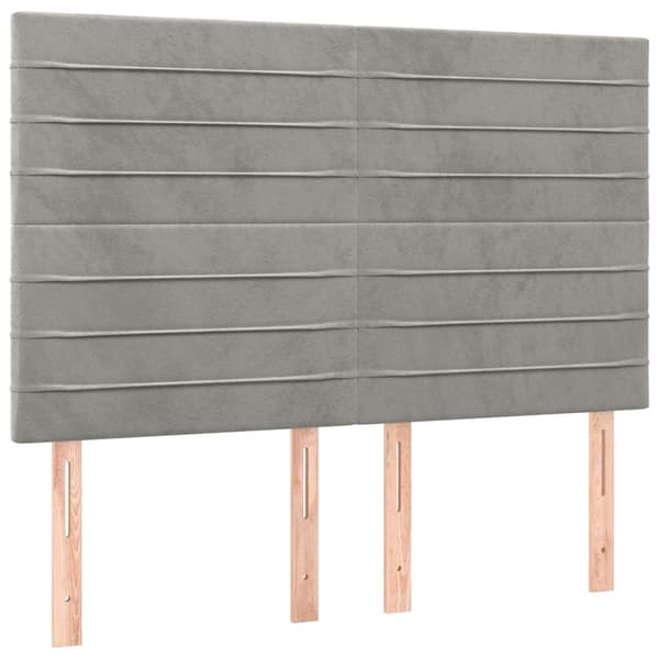 vidaXL Sänggavel LED ljusgrå 144x5x118/128 cm sammet Grå