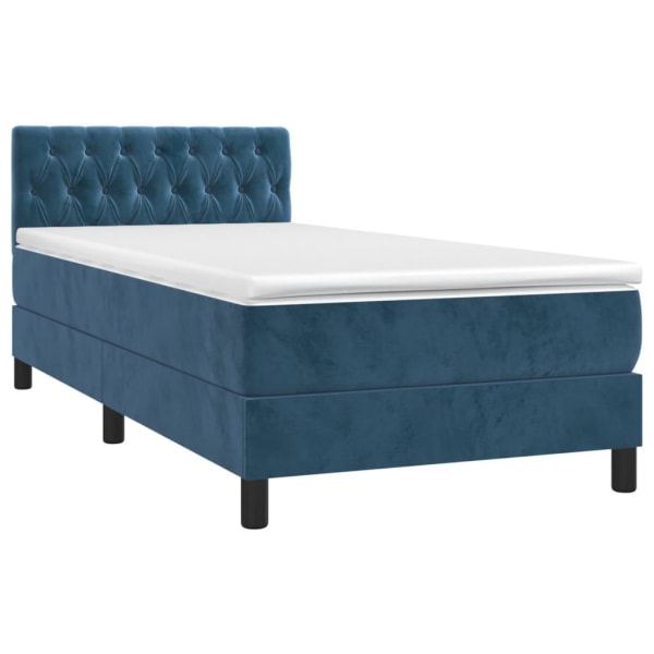 vidaXL Ramsäng med madrass & LED mörkblå 100x200 cm sammet Blå