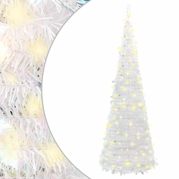 vidaXL Plastgran pop-up 200 LED vit 210 cm Vit