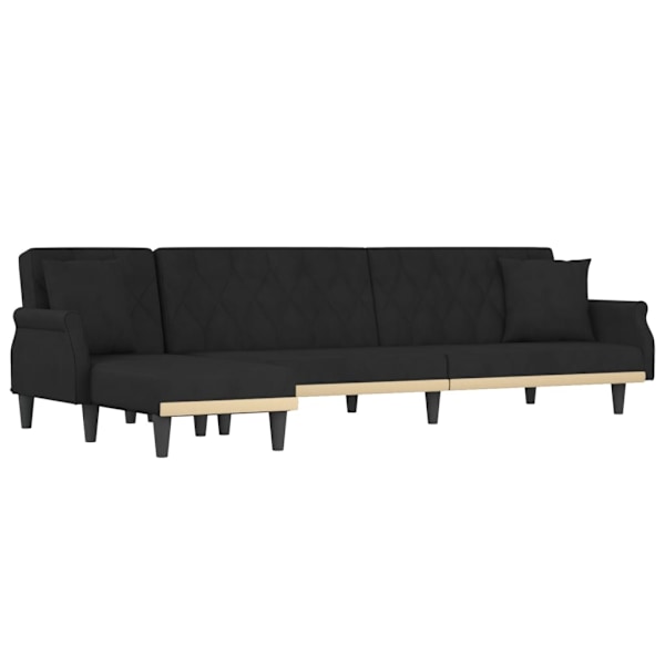 vidaXL L-formad soffa svart 271x140x70 cm sammet Svart