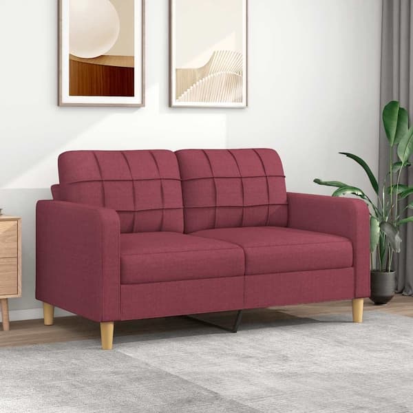 vidaXL 2-sitssoffa vinröd 140 cm tyg Röd