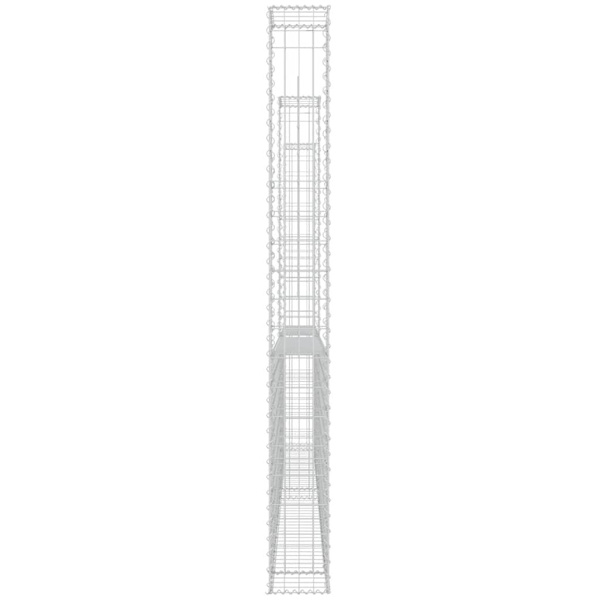 vidaXL U-formad Gabionkorg med 2 stolpar järn 140x20x200 cm Silver