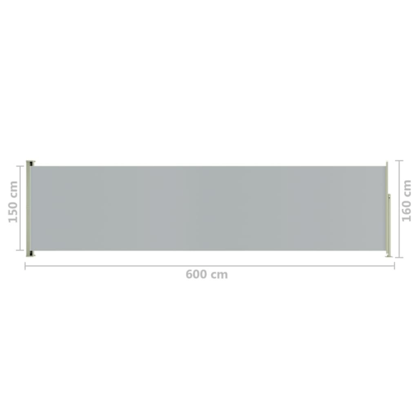 vidaXL Infällbar sidomarkis 160x600 cm grå grå