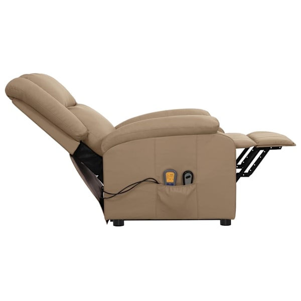 vidaXL Massagefåtölj med uppresningshjälp cappuccino konstläder Brun