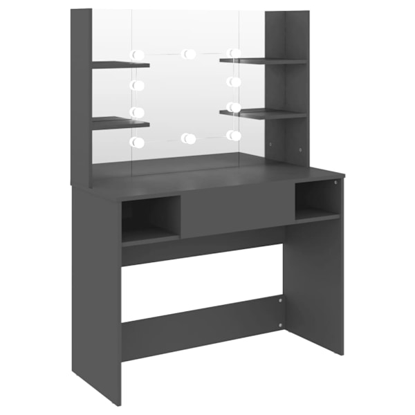 vidaXL Sminkbord med LED-belysning 100x40x135 cm MDF grå grå