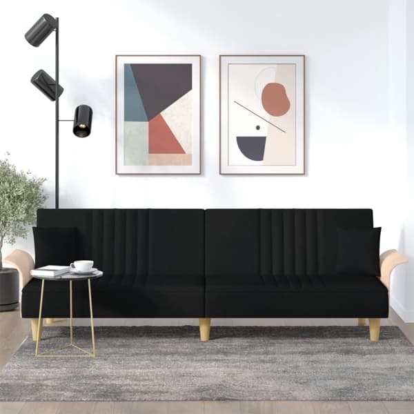 vidaXL Bäddsoffa med armstöd svart tyg art
