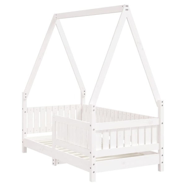vidaXL Sängram för barnsäng vit 70x140 cm massiv furu Vit