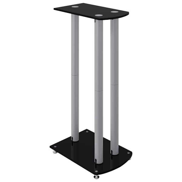 vidaXL Högtalarstativ 2 st härdat glas 3-pelarmodell svart & silver Svart
