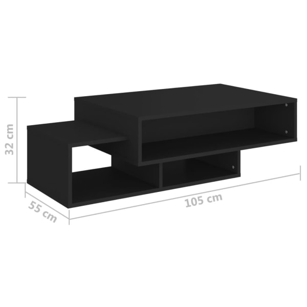 vidaXL Soffbord svart 105x55x32 cm konstruerat trä Svart
