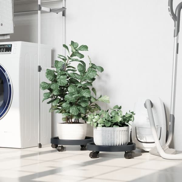 vidaXL Blomvagnar med hjul 2 st grå diameter 34 cm 35 kg Grå