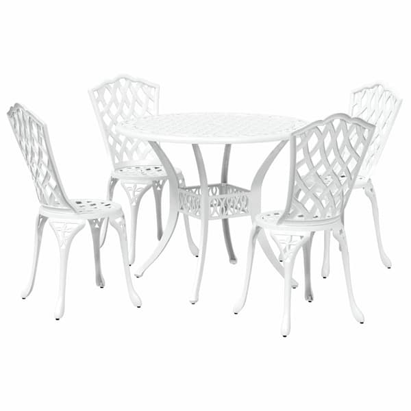 vidaXL Trädgårdsmöbelset 5 pcs Vit Aluminium Vit