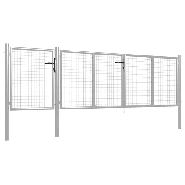 vidaXL Trädgårdsgrind stål 400x100 cm silver Silver