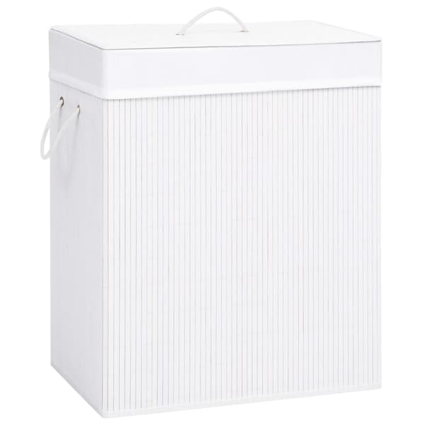 vidaXL Tvättkorg bambu med 2 sektioner vit 100 L Vit