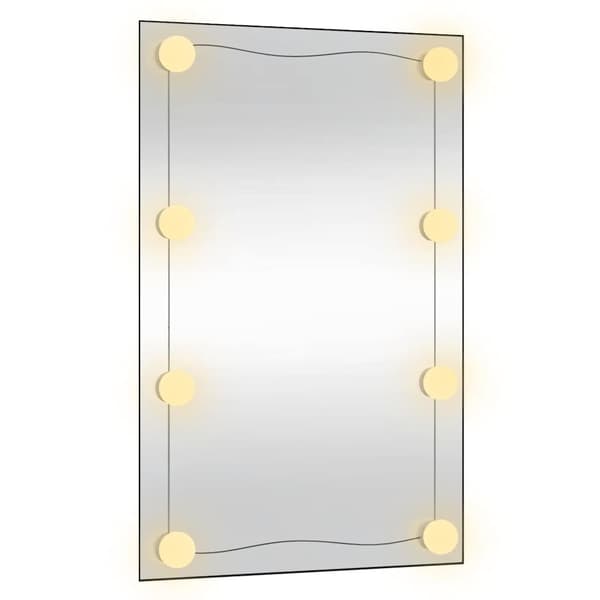 vidaXL Väggspegel med LED-belysning 50x80 cm glas rektangulär Silver