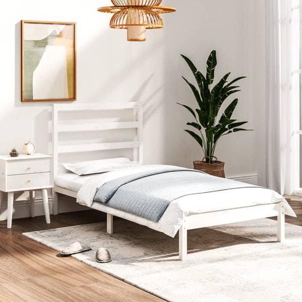 vidaXL Sängram vit massivt trä 90x190 cm Vit