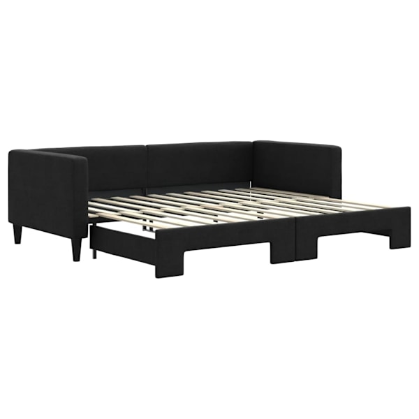 vidaXL Dagbädd utdragbar svart 90x200 cm tyg Svart