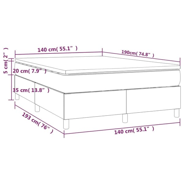 vidaXL Ramsäng med madrass mörkgrå 140x190 cm sammet Grå