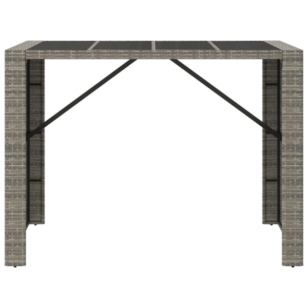 vidaXL Barbord med glasskiva grå 145x80x110 cm konstrotting Grå