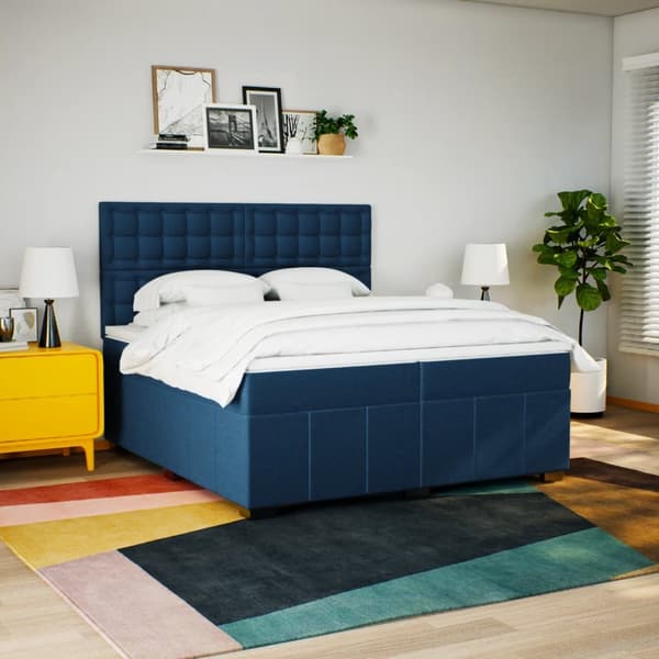 vidaXL Ramsäng med madrass blå 200x200 cm tyg Blå
