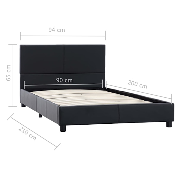 vidaXL Sängram svart konstläder 90x200 cm Svart