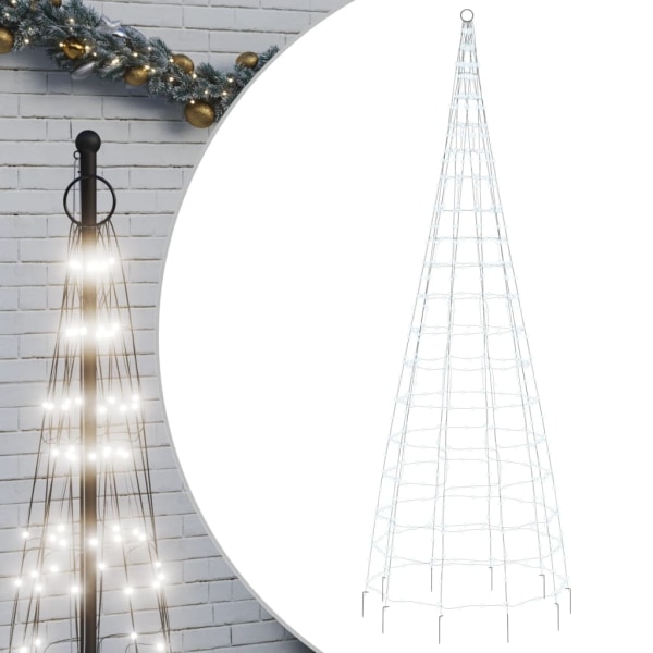 vidaXL Julbelysning till flaggstång 550 LEDs kallvit 300 cm Cold white