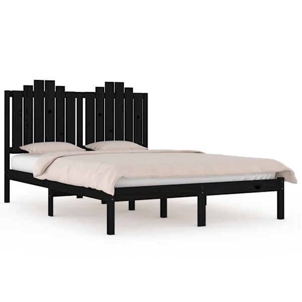 vidaXL Sängram svart massiv furu 200x200 cm Svart