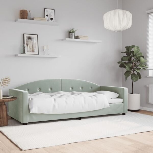 vidaXL Dagbädd ljusgrå 80x200 cm sammet Grå