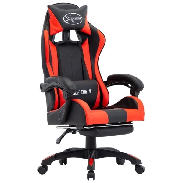 vidaXL Gamingstol med fotstöd röd och svart konstläder Röd