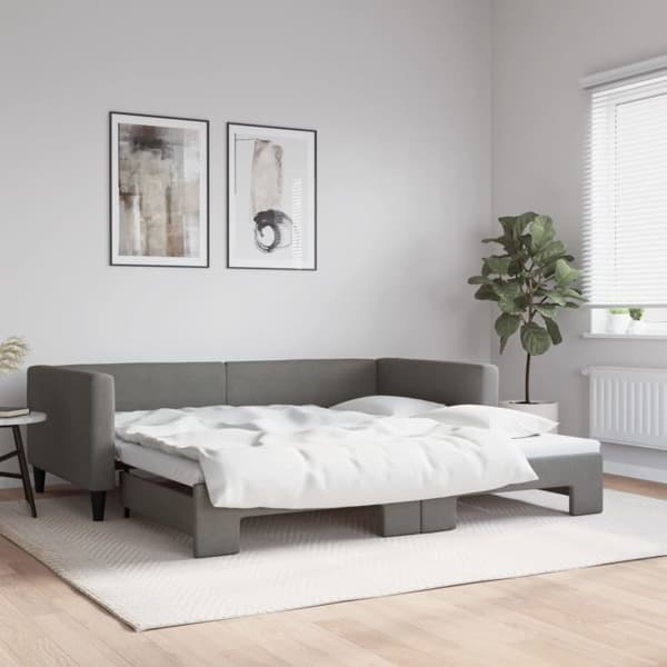 vidaXL Dagbädd utdragbar mörkgrå 100x200 cm tyg Grå
