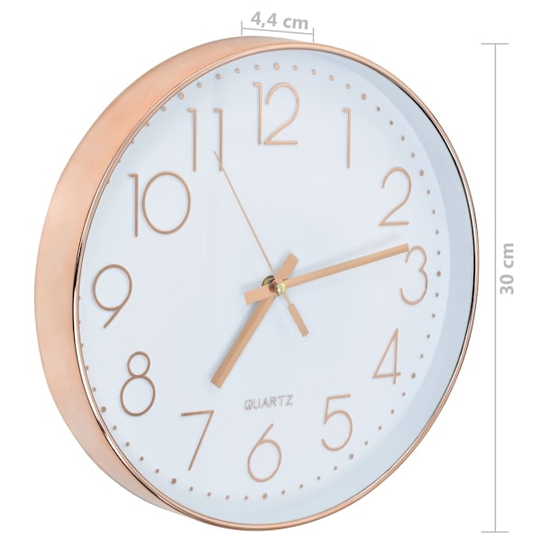 vidaXL Väggklocka 30 cm roseguld Vit