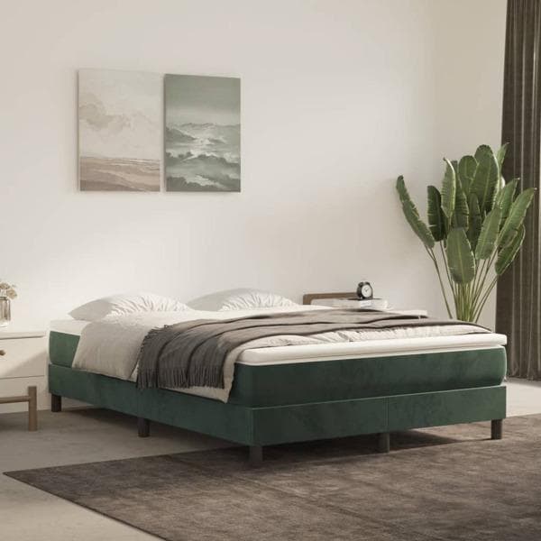 vidaXL Ramsäng mörkgrön 140x190 cm sammet Grön