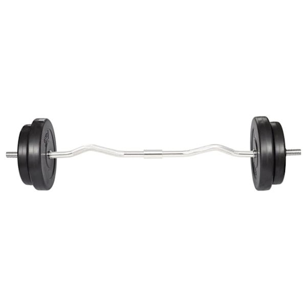 vidaXL Curlstång inkl. vikt 30kg Svart