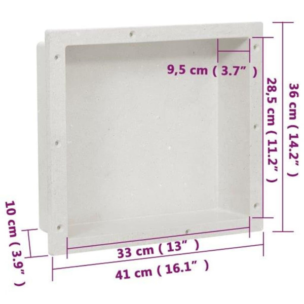 vidaXL Infälld duschhylla niche matt vit 41x36x10 cm Vit