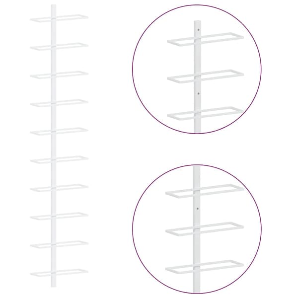 vidaXL Väggmonterat vinställ för 10 flaskor 2 st vit metall Vit