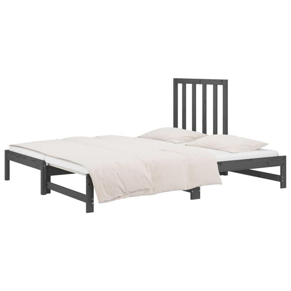 vidaXL Utdragbar dagbädd grå 2x(90x200) cm massiv furu Grå