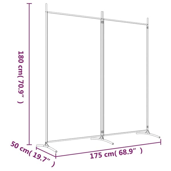 vidaXL Rumsavdelare 2 panel svart 175x180 cm tyg art