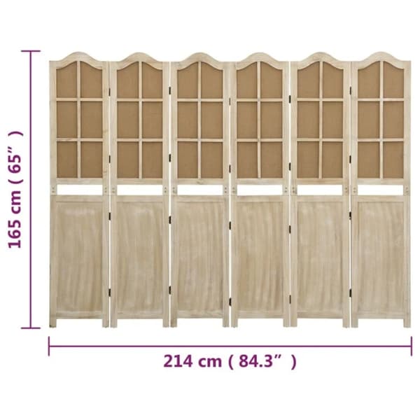 vidaXL Rumsavdelare 6 paneler brun 214x165 cm tyg Brun
