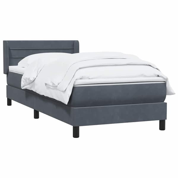 vidaXL Resårsäng med madrass mörkgrå 90x220 cm sammet Grå