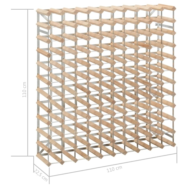 vidaXL Vinställ för 120 flaskor massiv furu Beige