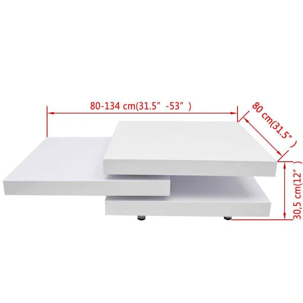 vidaXL Soffbord elegant Vit högglans 80x80 cm Vit