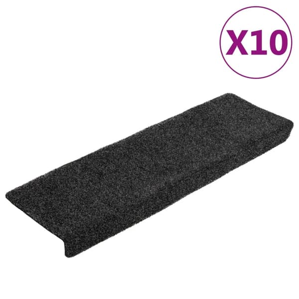 vidaXL Trappmattor självhäftande 10 st 65x21x4 cm mörkgrå rektangulär kant grå