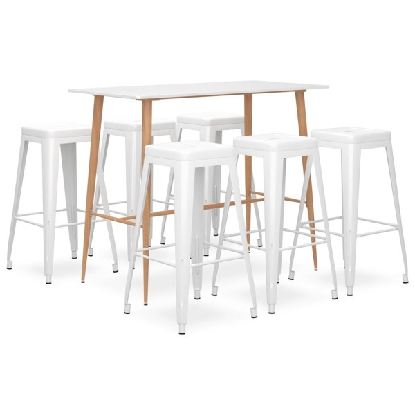 vidaXL Bargrupp 7 delar vit Vit