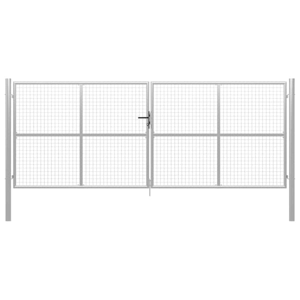 vidaXL Trädgårdsgrind galvaniserat stål 400x150 cm silver Silver