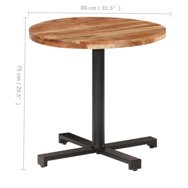 vidaXL Cafébord runt Ø80x75 cm massivt akaciaträ Brun
