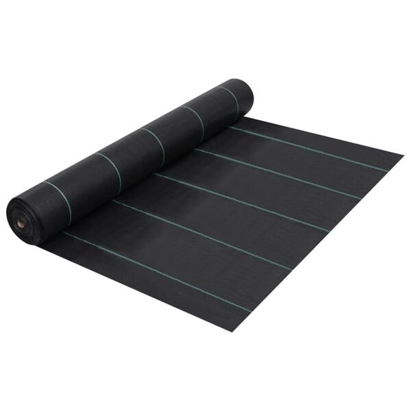 vidaXL Ogräsmatta svart 1x10 m PP Svart